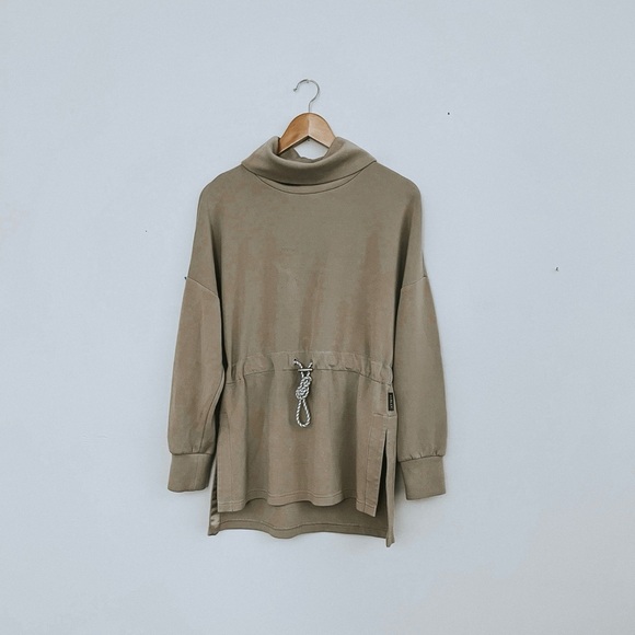 Varley Anthropologie Freya Tan Tunic Mockneck Sweater - Picture 3 of 8